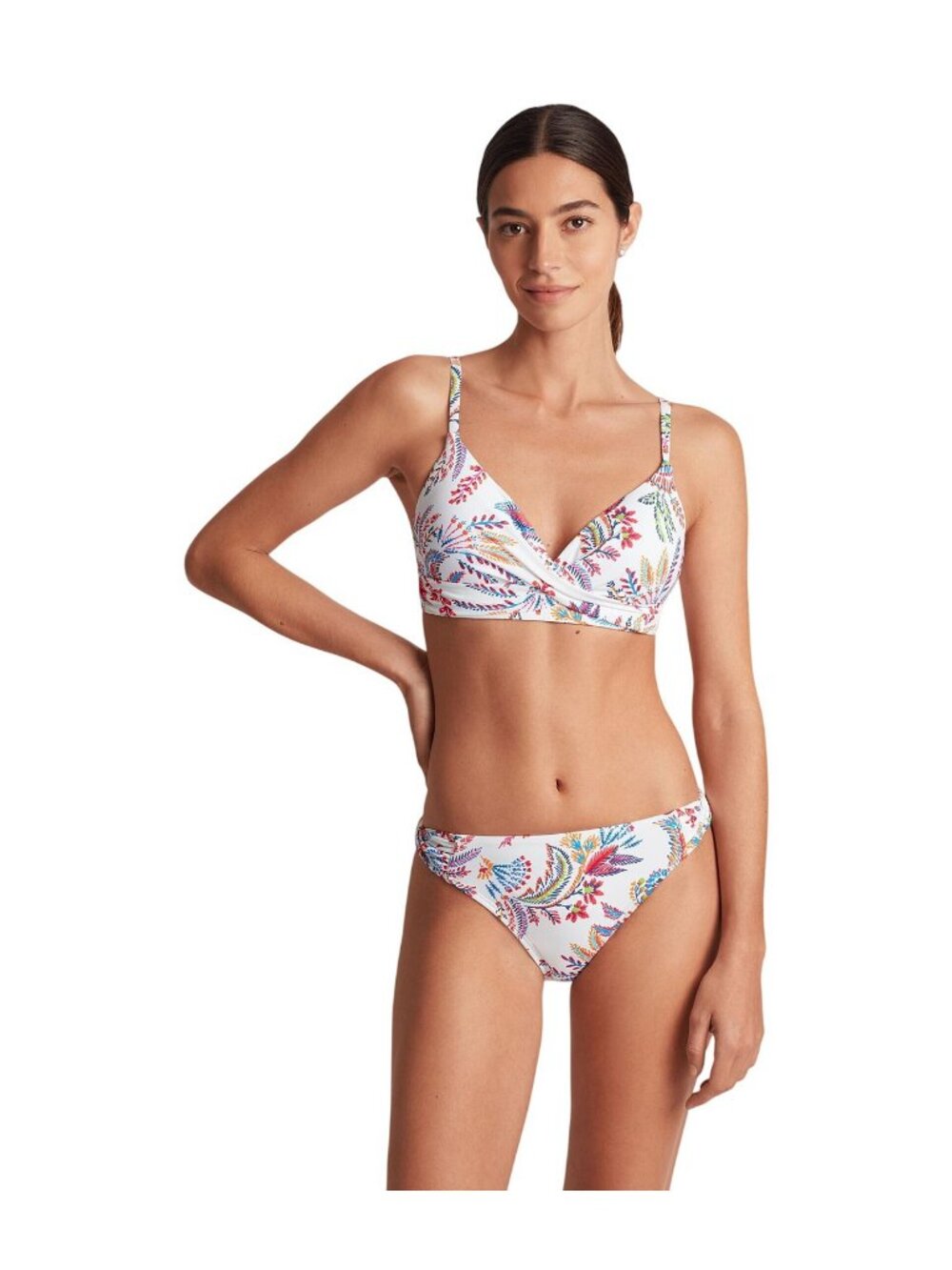 NWT Lauren Ralph Lauren Fleurette Twist Side Tab Hipster Bottom Multi White 14